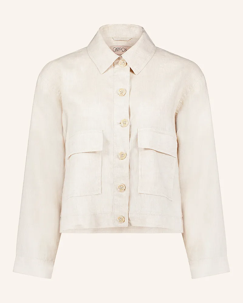 Cartoon Overjacket aus Leinen Creme