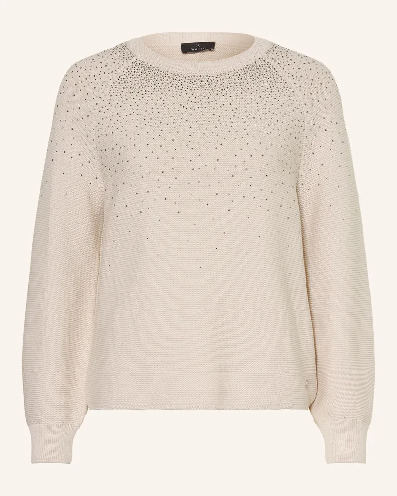 monari Pullover Mit Schmucksteinen weiss Ecru