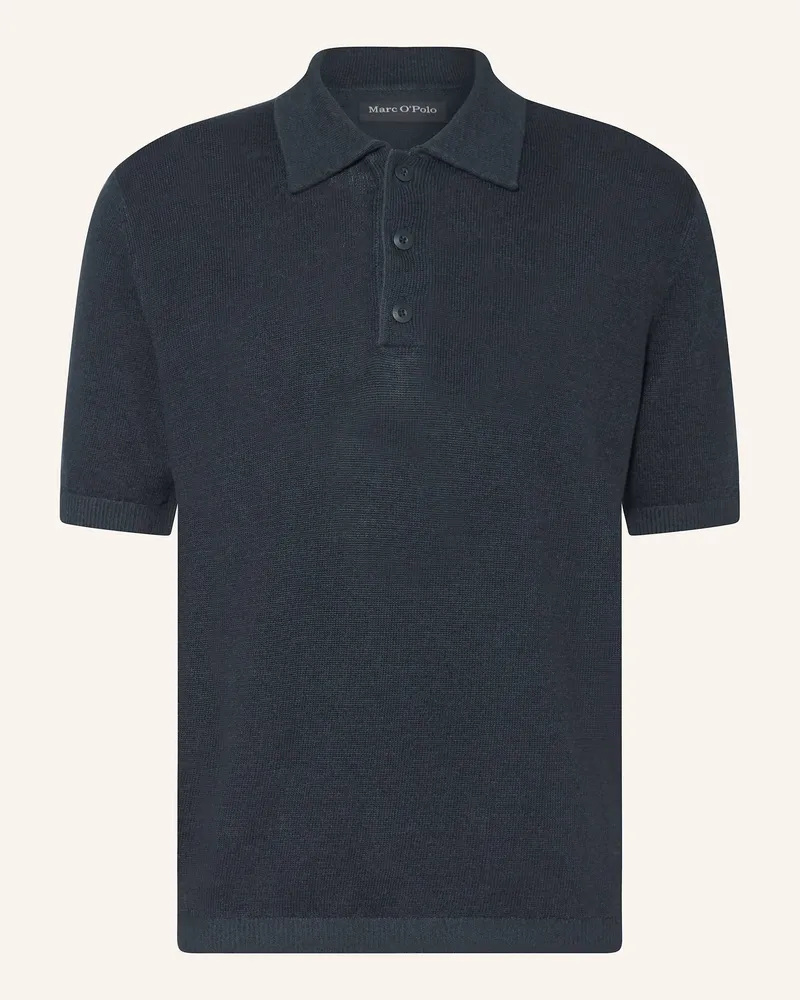 Marc O'Polo Strick-Poloshirt Regular Fit Dunkelblau