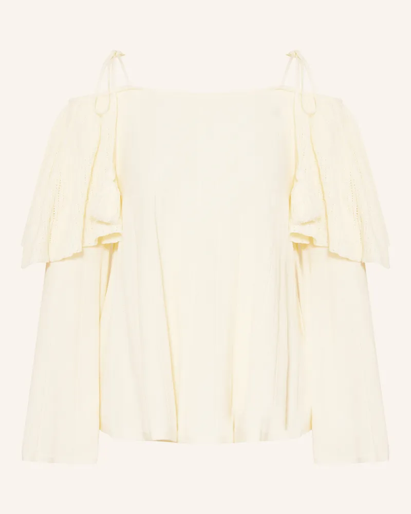 ba&sh Off-Shoulder-Pullover VALA mit Rüschen Ecru