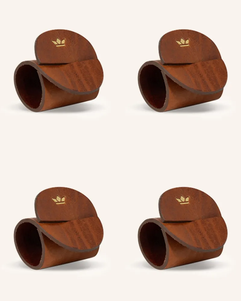 DUTCHDELUXES 4er-Set Serviettenringe Cognac