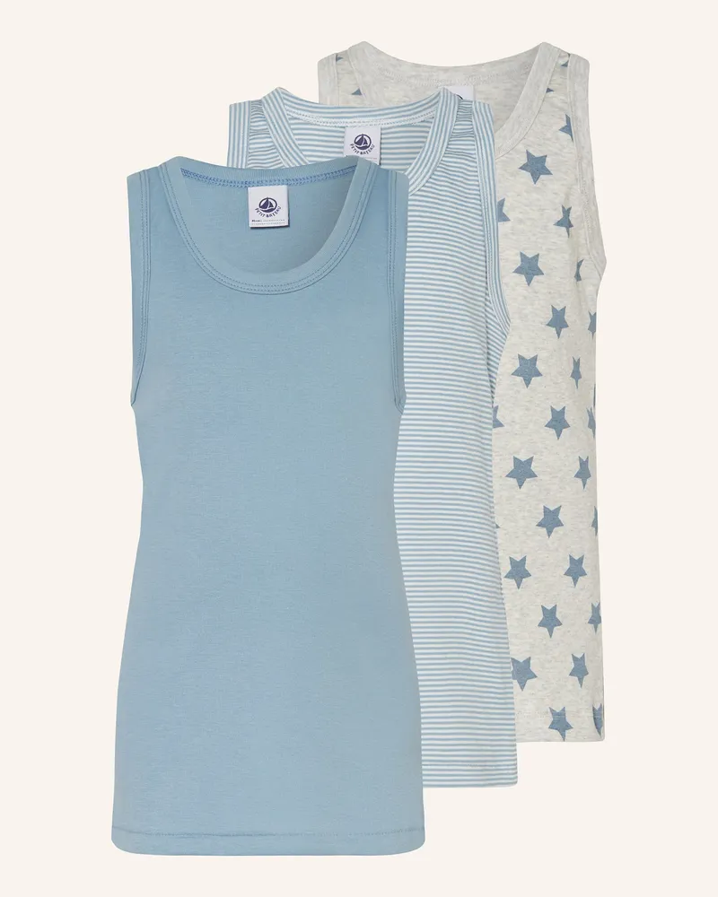 Petit Bateau 3er-Pack Unterhemden Blaugrau