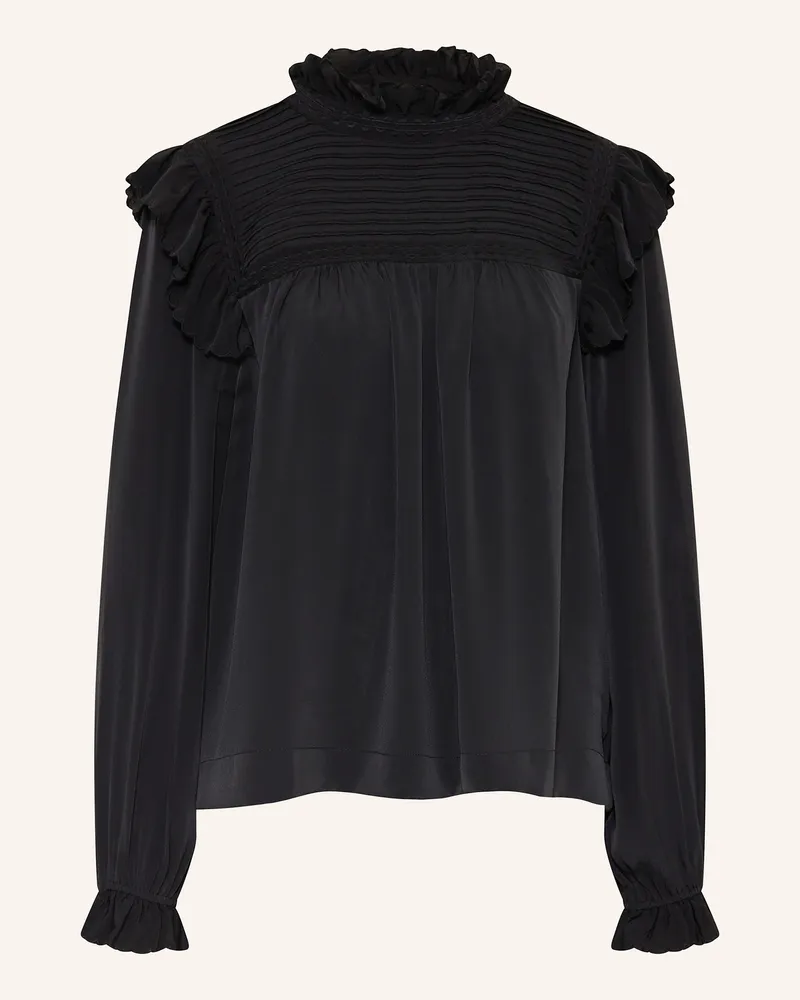 Neo Noir Blusenshirt PERCY aus Satin Schwarz