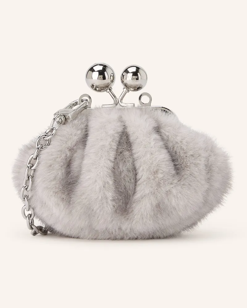 Max Mara Kunstfell-Tasche Atubo grau Hellgrau