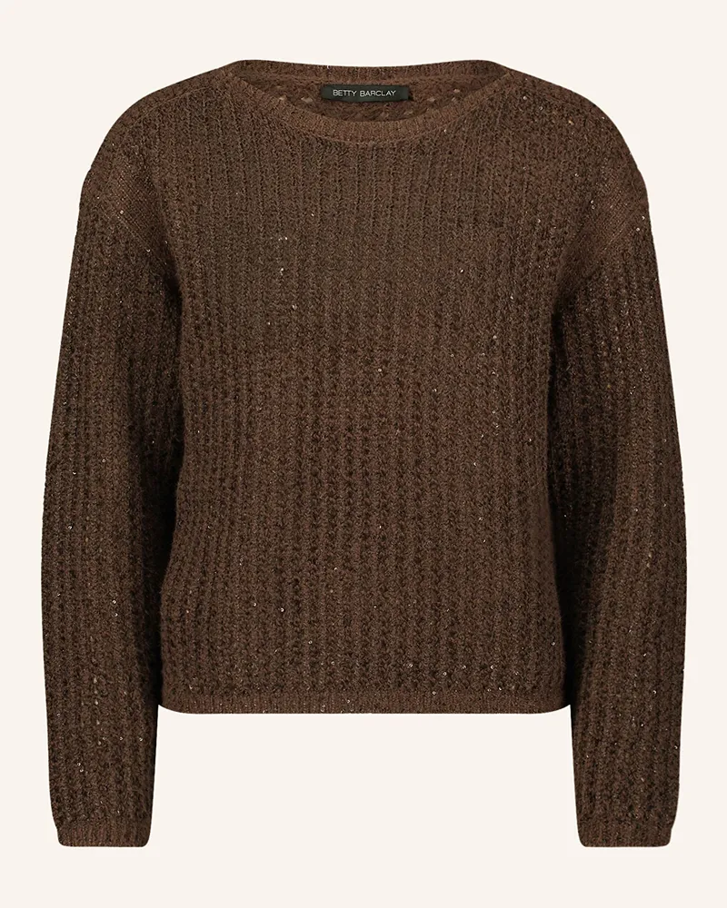 Betty Barclay Pullover mit Pailletten Braun
