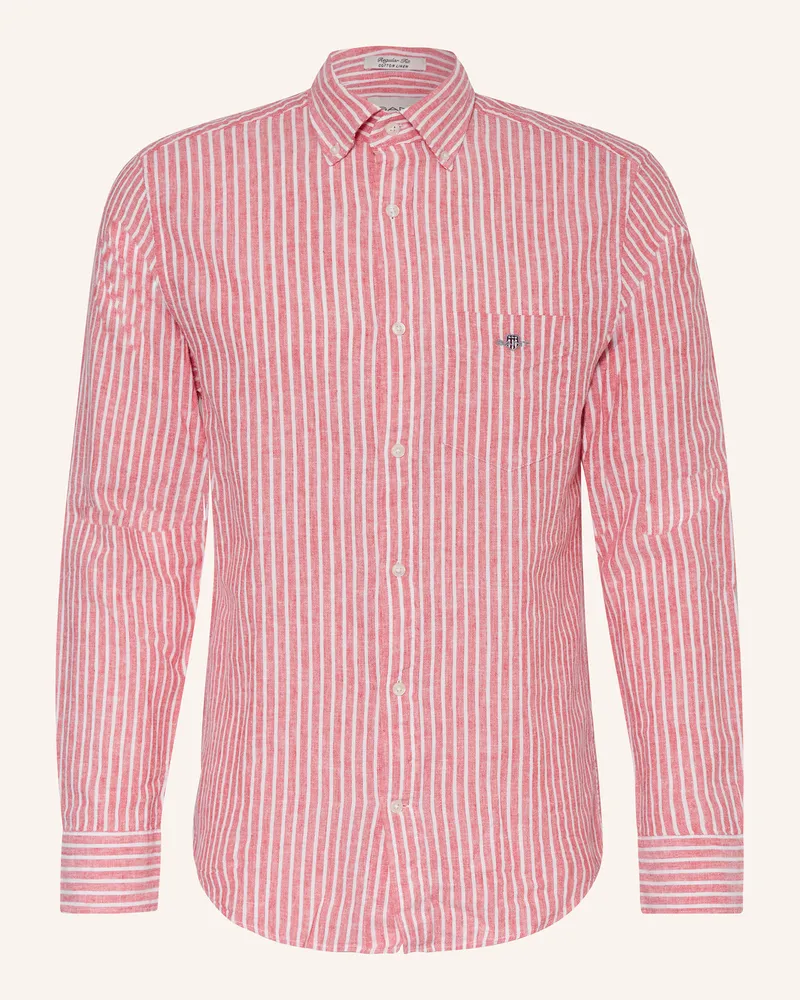 Gant Hemd Regular Fit mit Leinen Rot