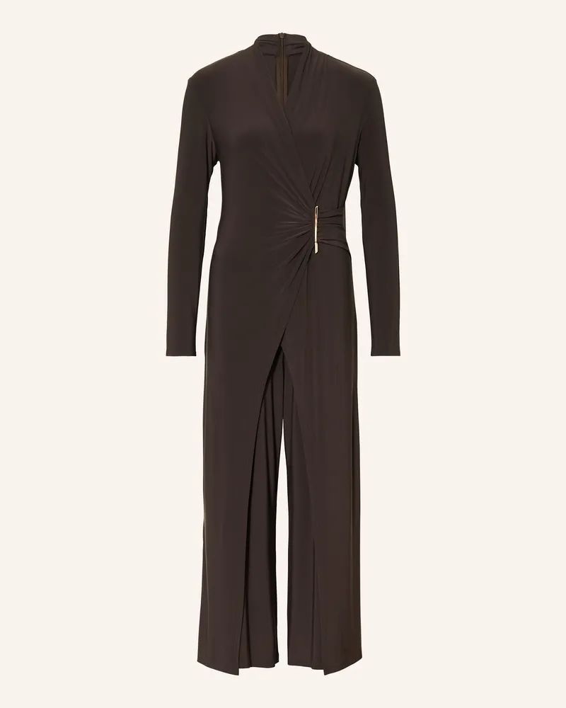 Joseph Ribkoff Jersey-Jumpsuit in Wickeloptik Braun