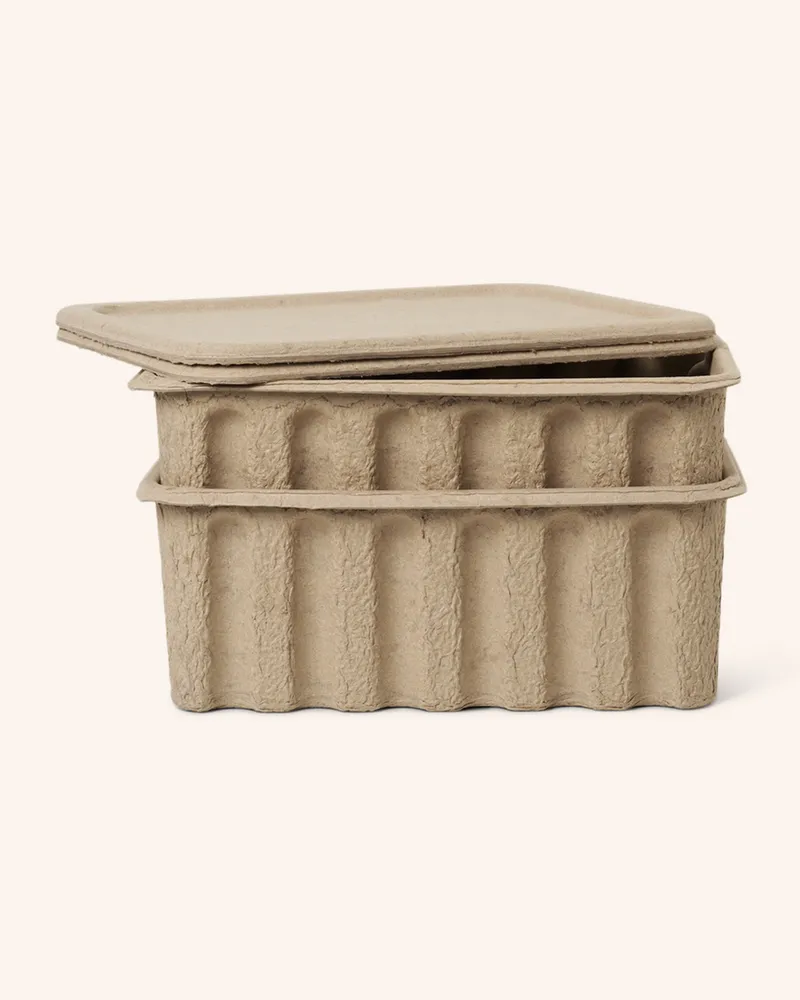 ferm LIVING 2er-Set Aufbewahrungsboxen PULP LARGE Braun