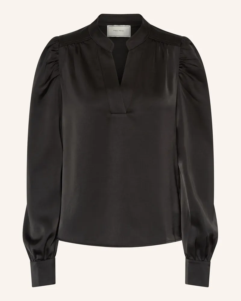 Neo Noir Blusenshirt ROSSLYN aus Satin Schwarz