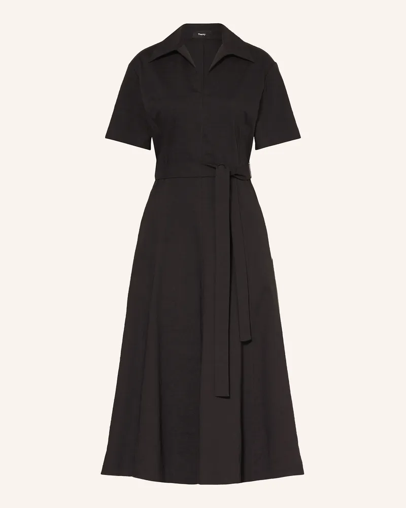 Theory Kleid mit Leinen Schwarz