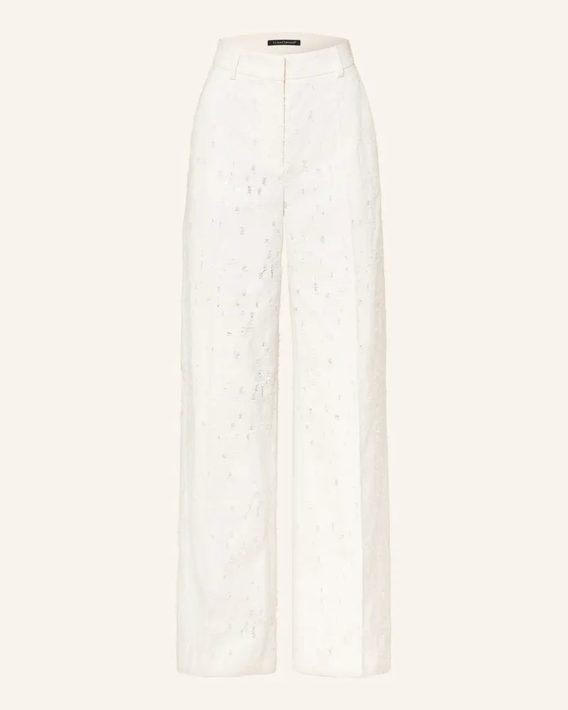 Luisa Cerano Wide Leg Jeans Mit Pailletten weiss 100