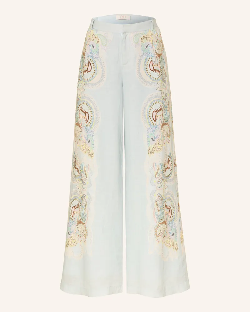 IVI Collection Marlenehose Aus Leinen blau Mint