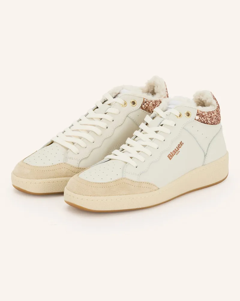 Blauer Hightop-Sneaker OLYMPIA13 mit Pailetten Creme