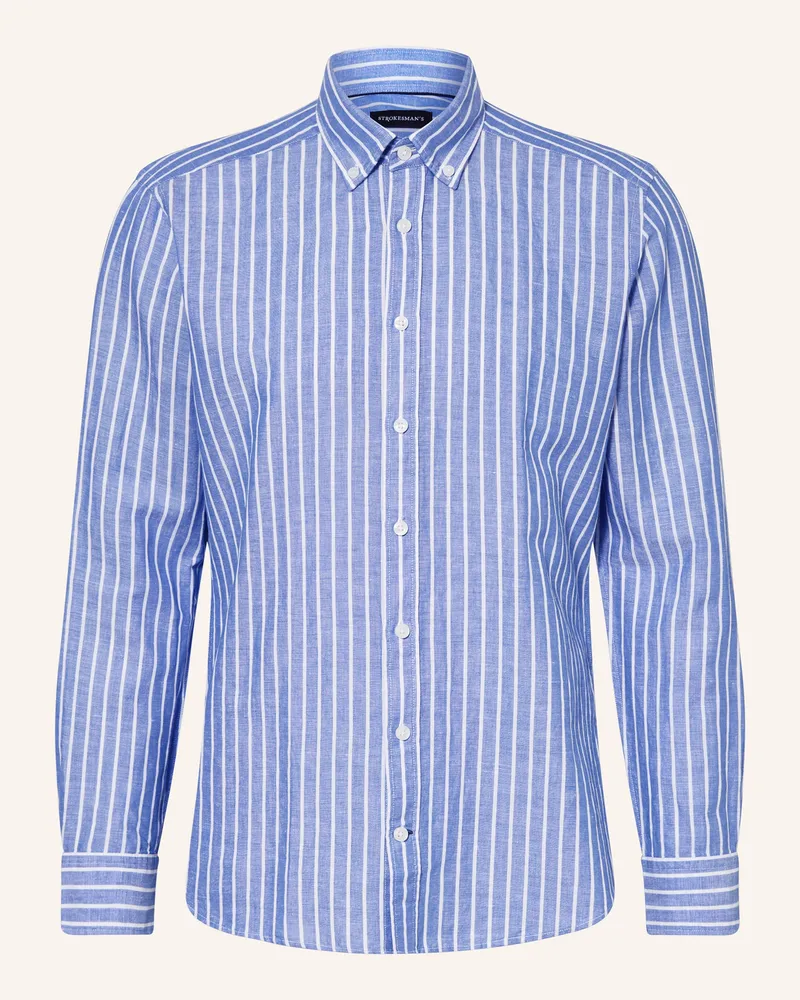 Strokesman's Hemd Regular Fit Mit Leinen blau Blau