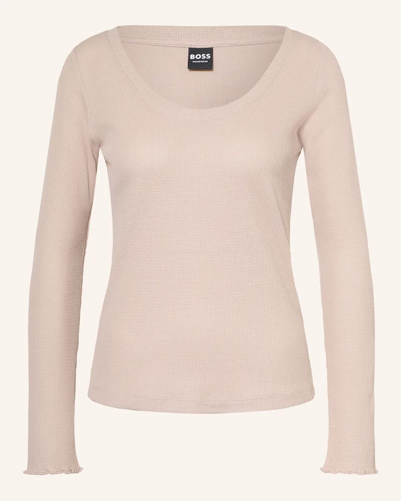 HUGO BOSS Schlafshirt Cosy Waffle beige Beige