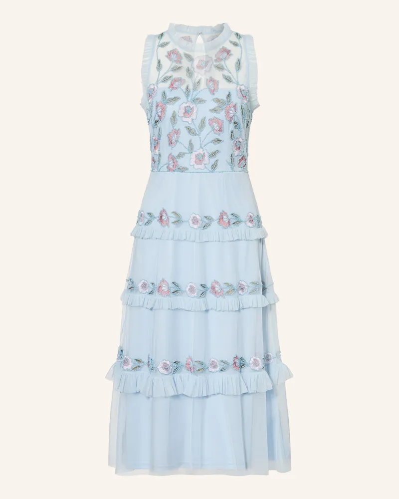 Adrianna Papell Cocktailkleid Mit Rüschen Und Schmuckperlen blau Hellblau