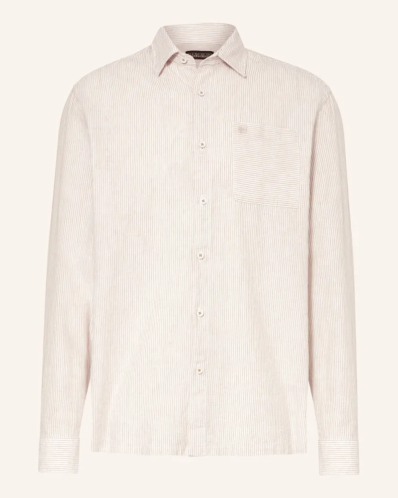 Napapijri Hemd Brolio Comfort Fit Mit Leinen weiss Braun