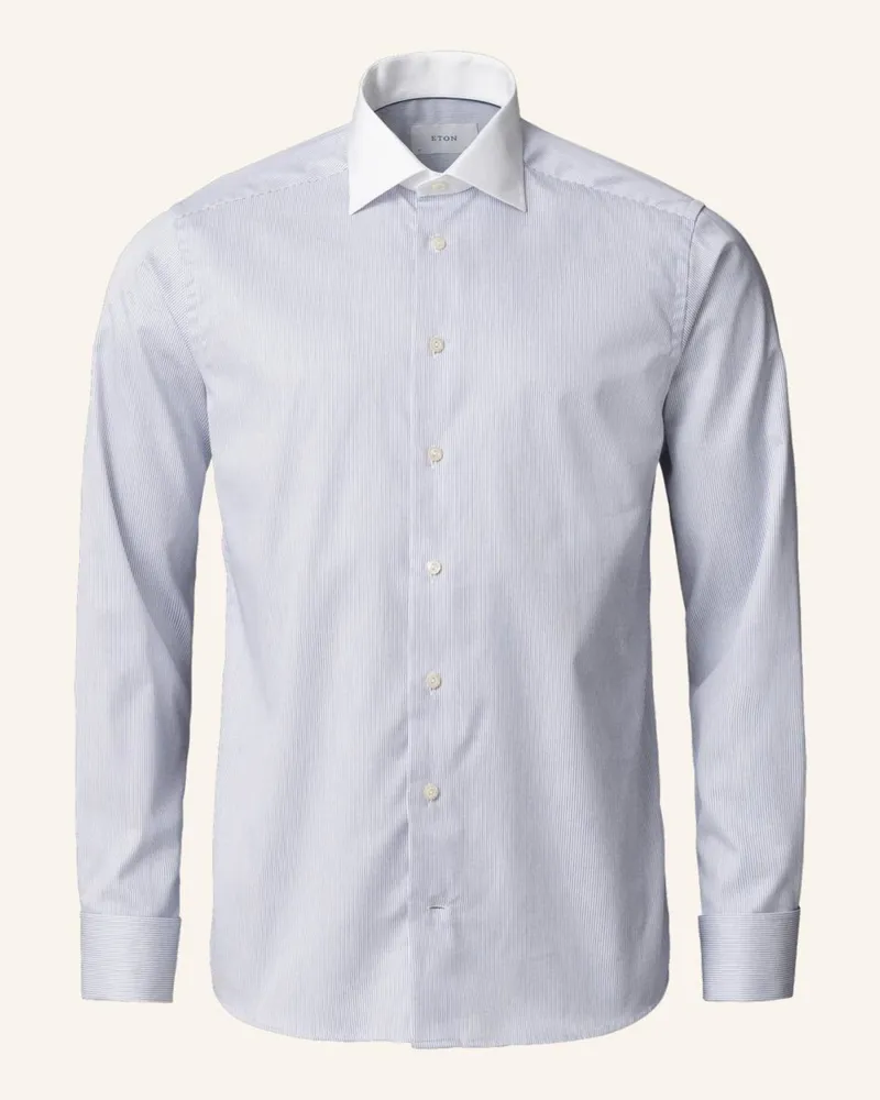 Eton Signature-Twill-Hemd gestreift Blau Slim fit Dunkelblau