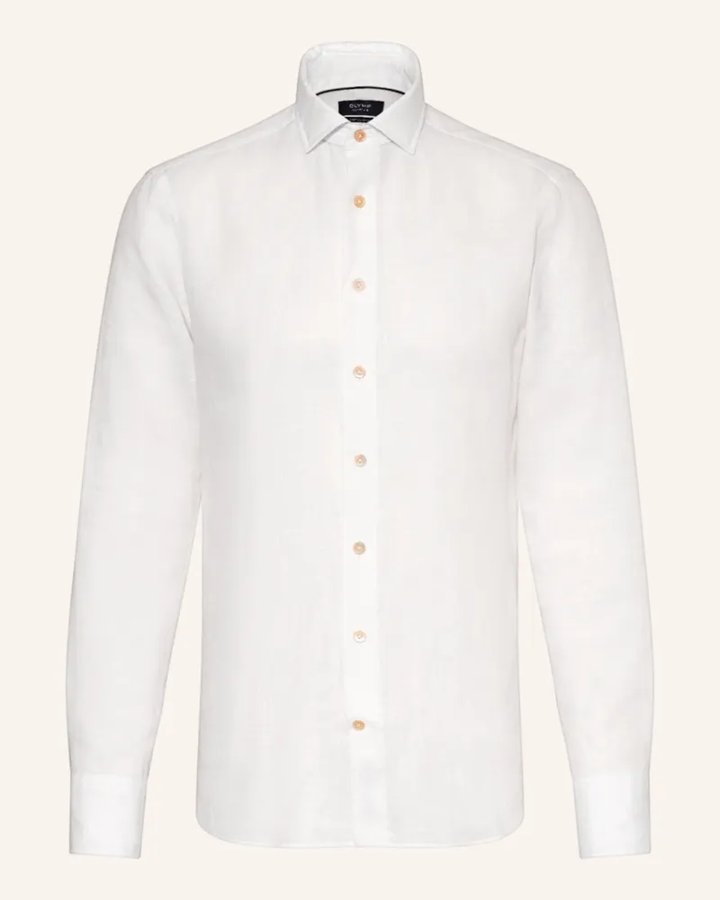 Olymp Leinenhemd Tailored Fit beige Weiss