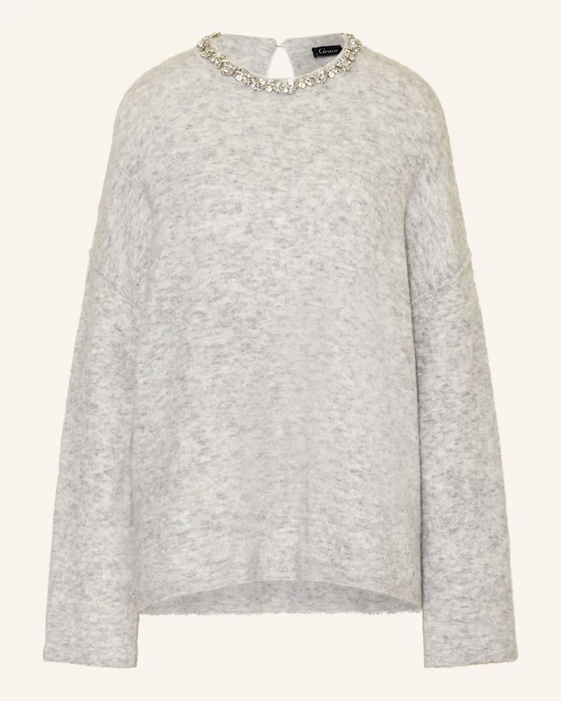 Grace Pullover mit Schmucksteinen Hellgrau