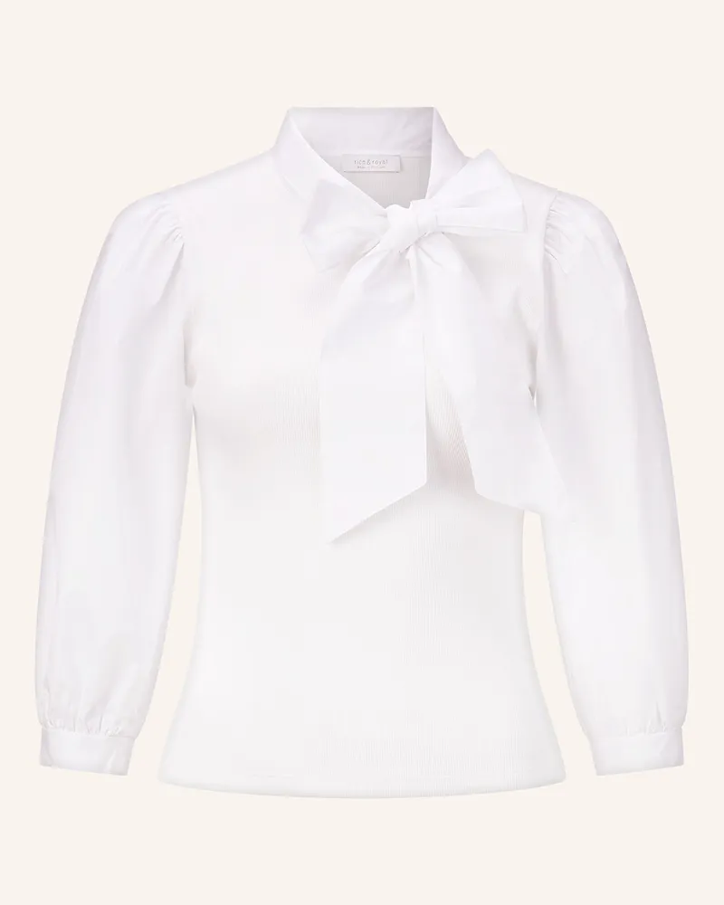 Rich&Royal Schluppenbluse im Materialmix mit 3/4-Arm Weiss