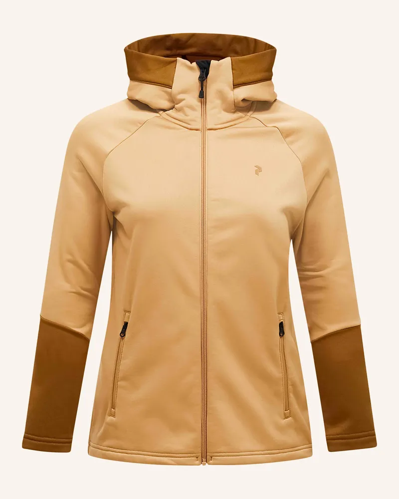 Peak Performance W Rider Essentials Midlayer Zip Hood Fleecejacke braun Camel