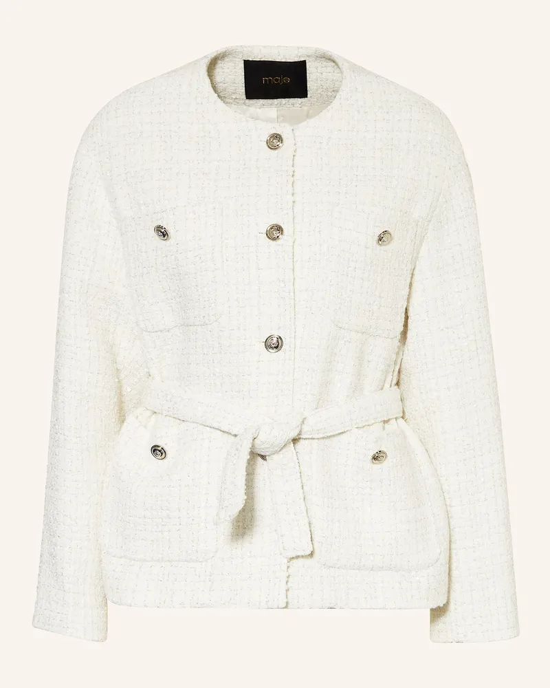 Maje Bouclé-Jacke mit Glitzergarn Ecru