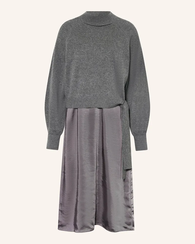 HUGO BOSS Set FLALINA: Pullover mit Cut-out und Satinkleid Grau