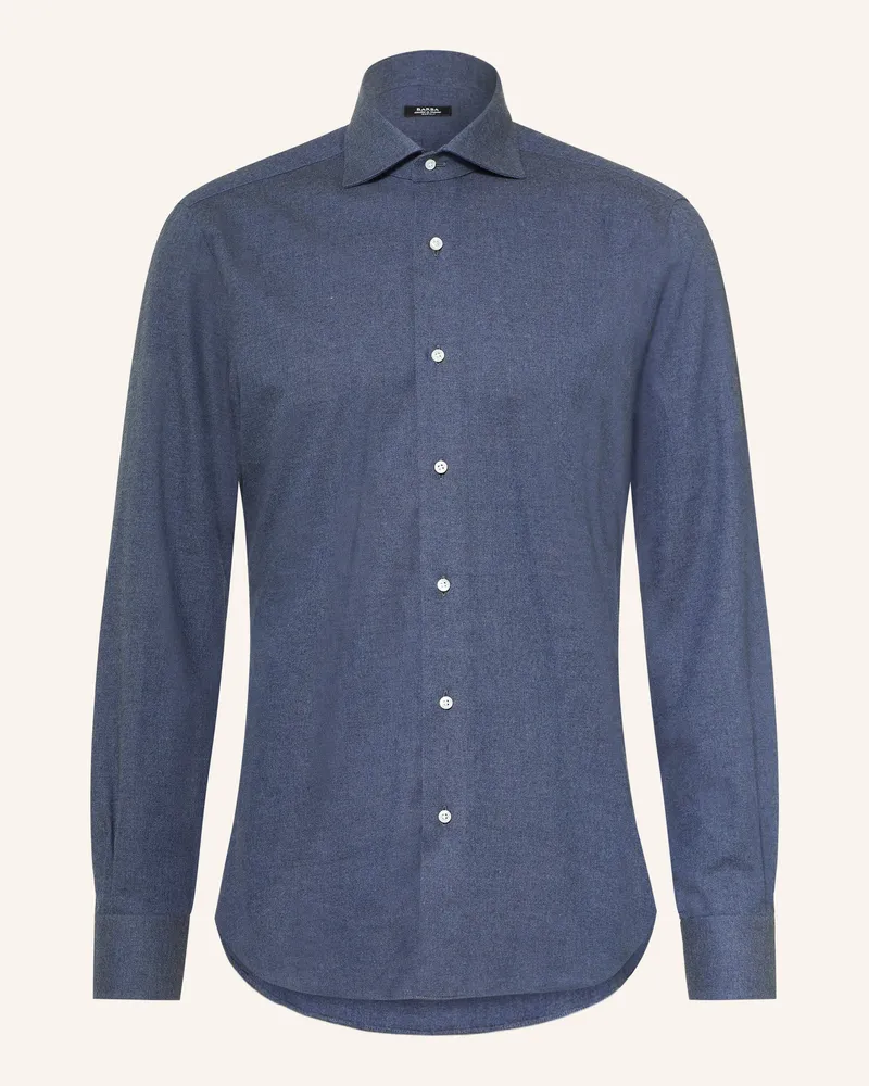BARBA Flanellhemd Slim Fit blau Blaugrau