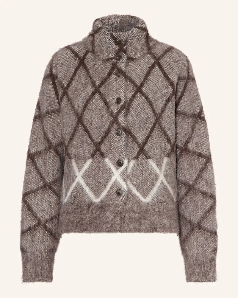 OPUS Strickjacke Dargyle braun Dunkelgrau