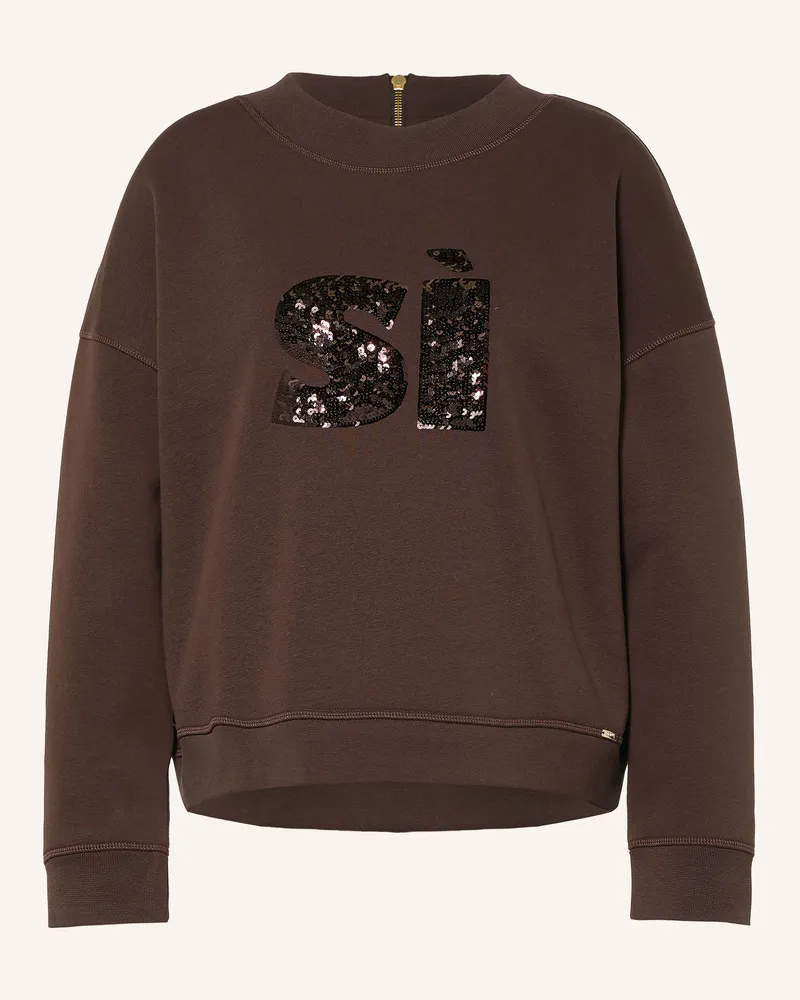 cinque Sweatshirt Cifacella Mit Pailletten braun Dunkelbraun
