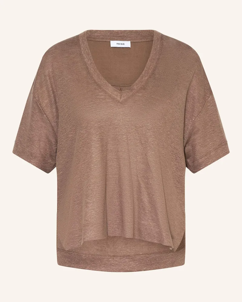 Reiss T-Shirt EMBER aus Leinen Taupe