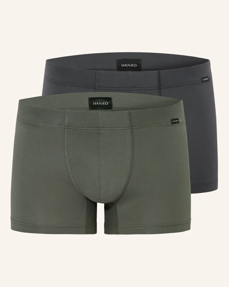 Hanro 2er-Pack Boxershorts Cotton Essentials gruen Dunkelblau
