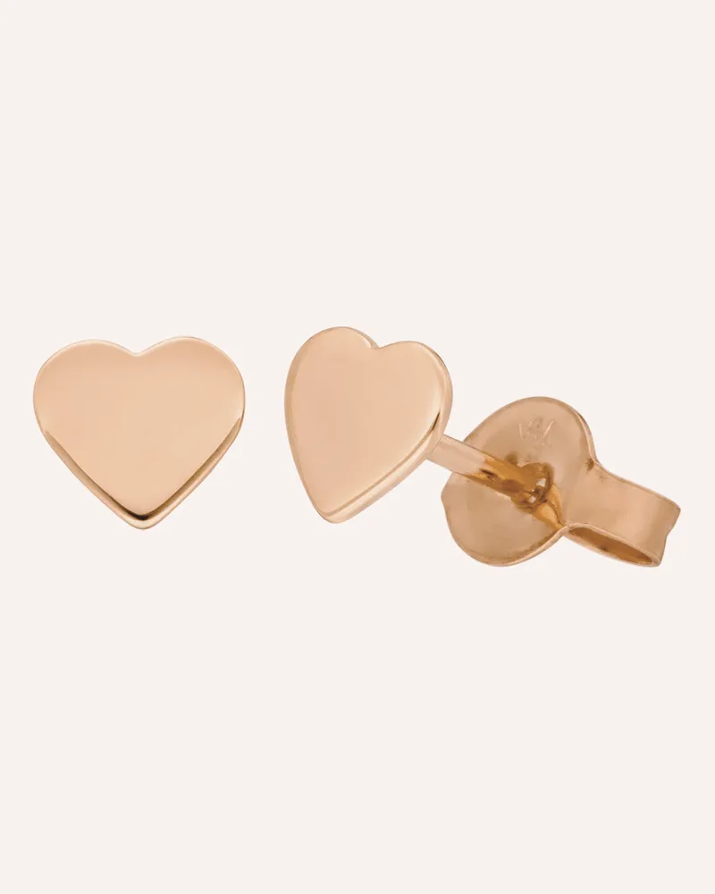 Leaf Ohrstecker Herz Aus 14 Karat Rosegold rosegold Roségold