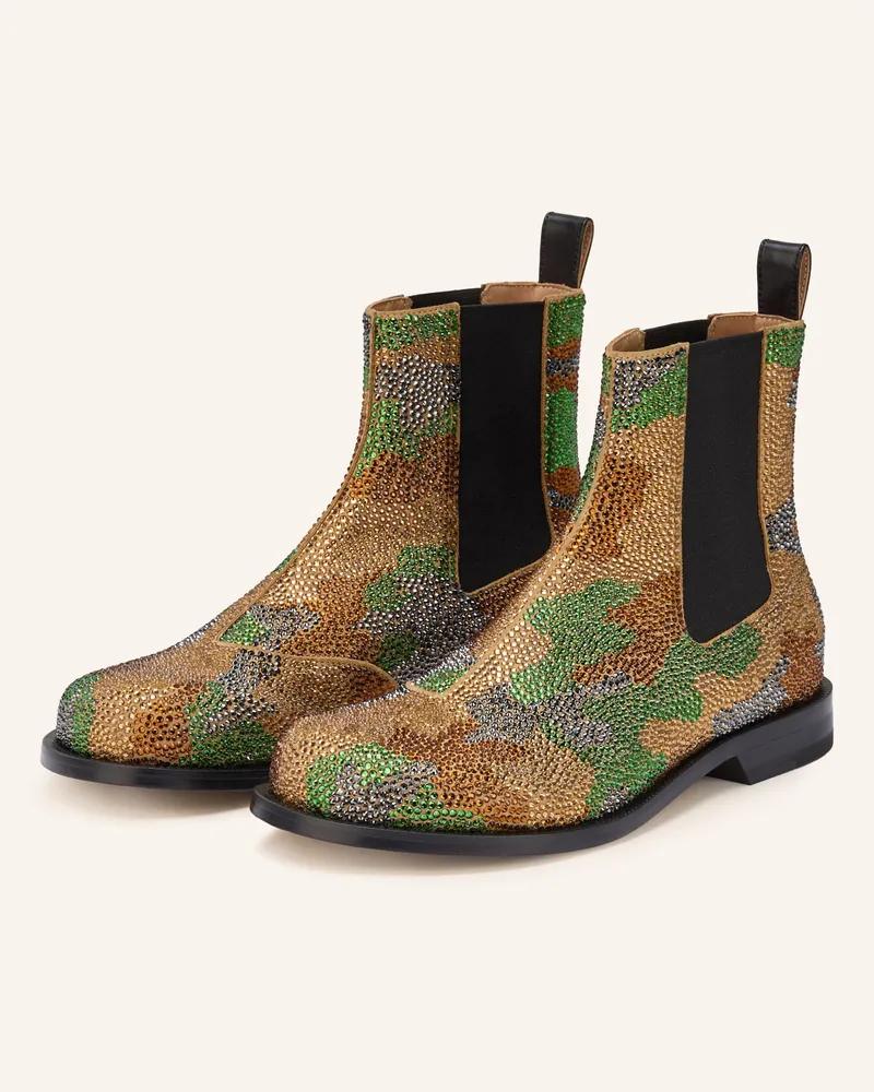 J.W.Anderson Chelsea-Boots Mit Schmucksteinen gruen Beige