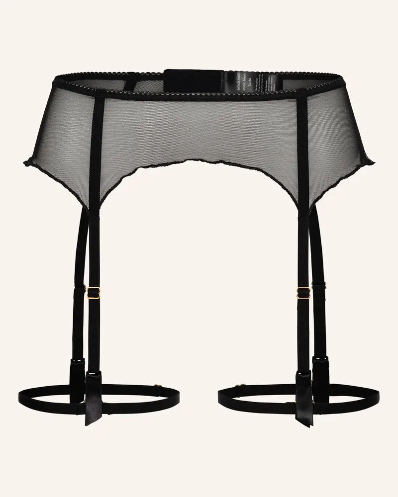 Ehrlich Textil Iconic Mesh Strumpfhalter Aus Recyceltem Polyamid - Goldfarbene Details schwarz Schwarz