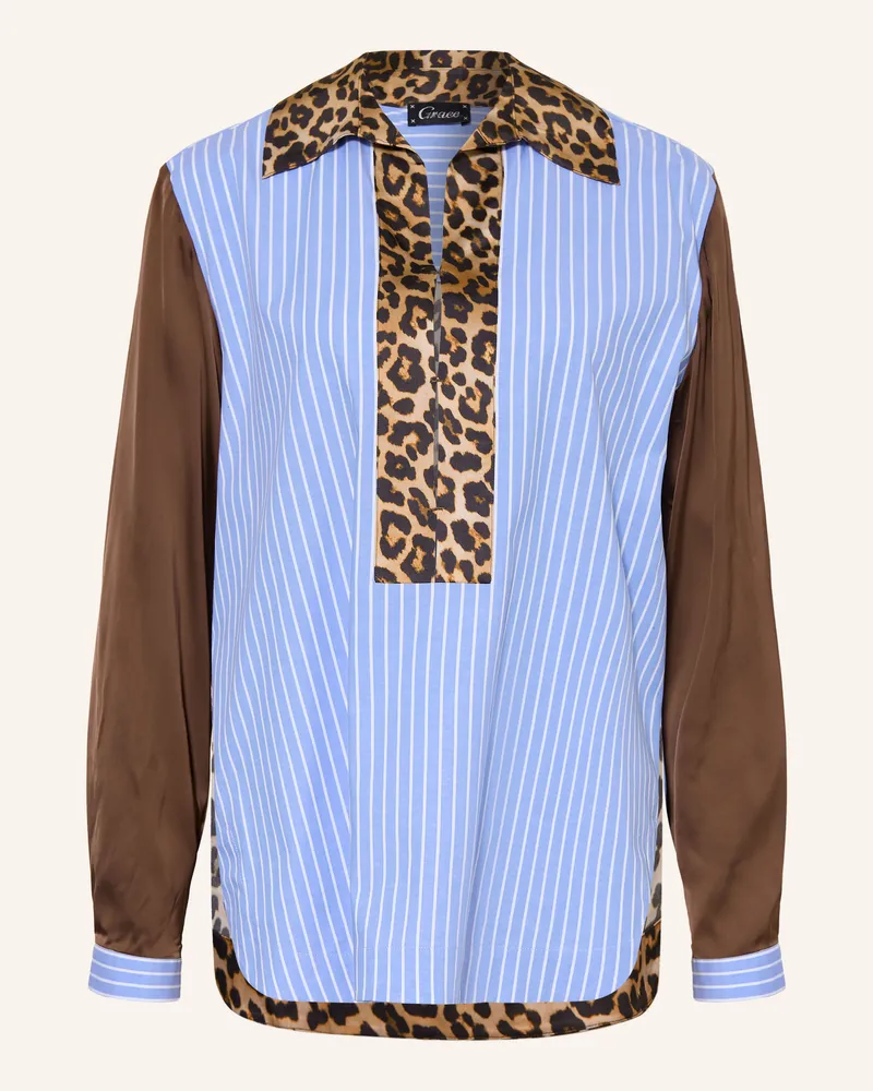 Grace Blusenshirt Im Materialmix blau Hellblau