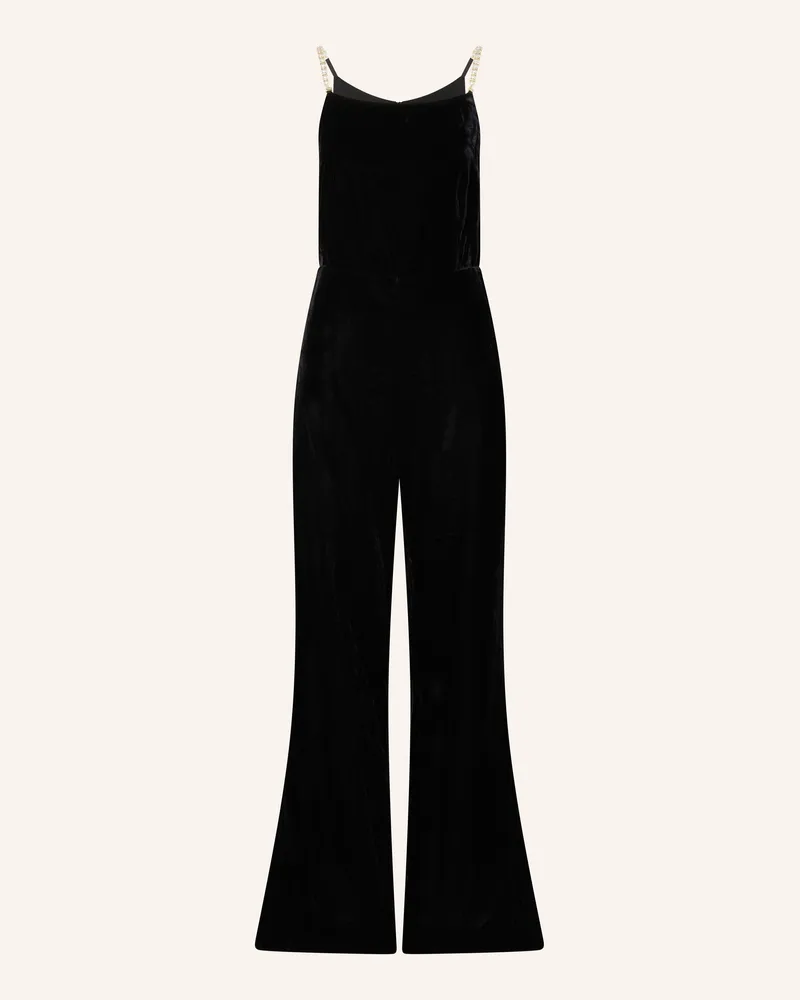 Sandro Jumpsuit aus Samt mit Schmuckperlen Schwarz