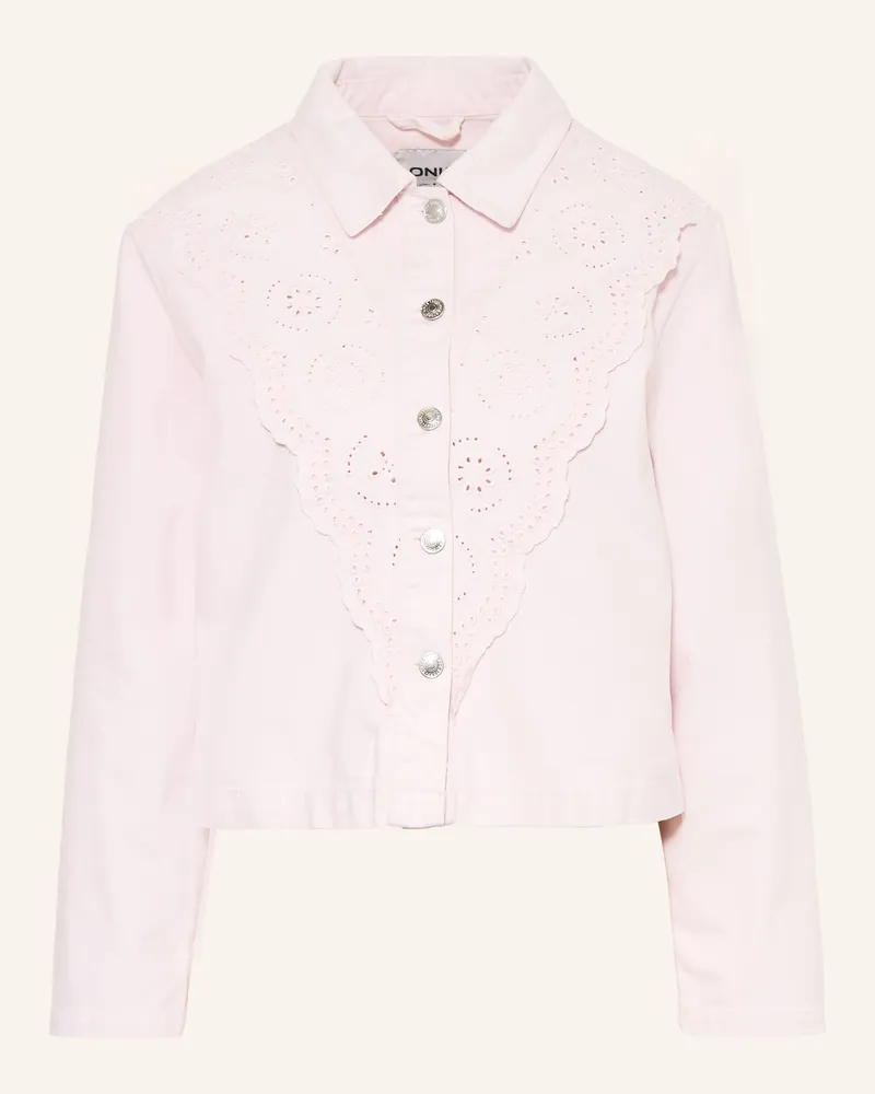 only Jeansjacke Mit Lochspitze rosa Pale