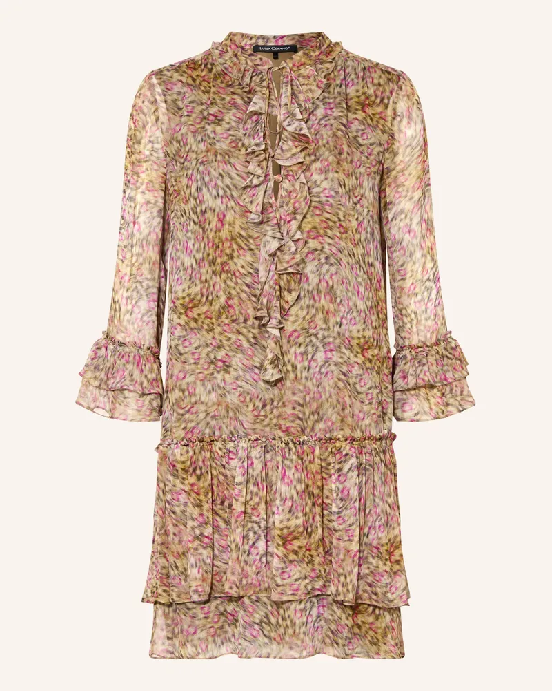 Luisa Cerano Kleid Mit Rüschen Und Volants rosa Dunkelgelb