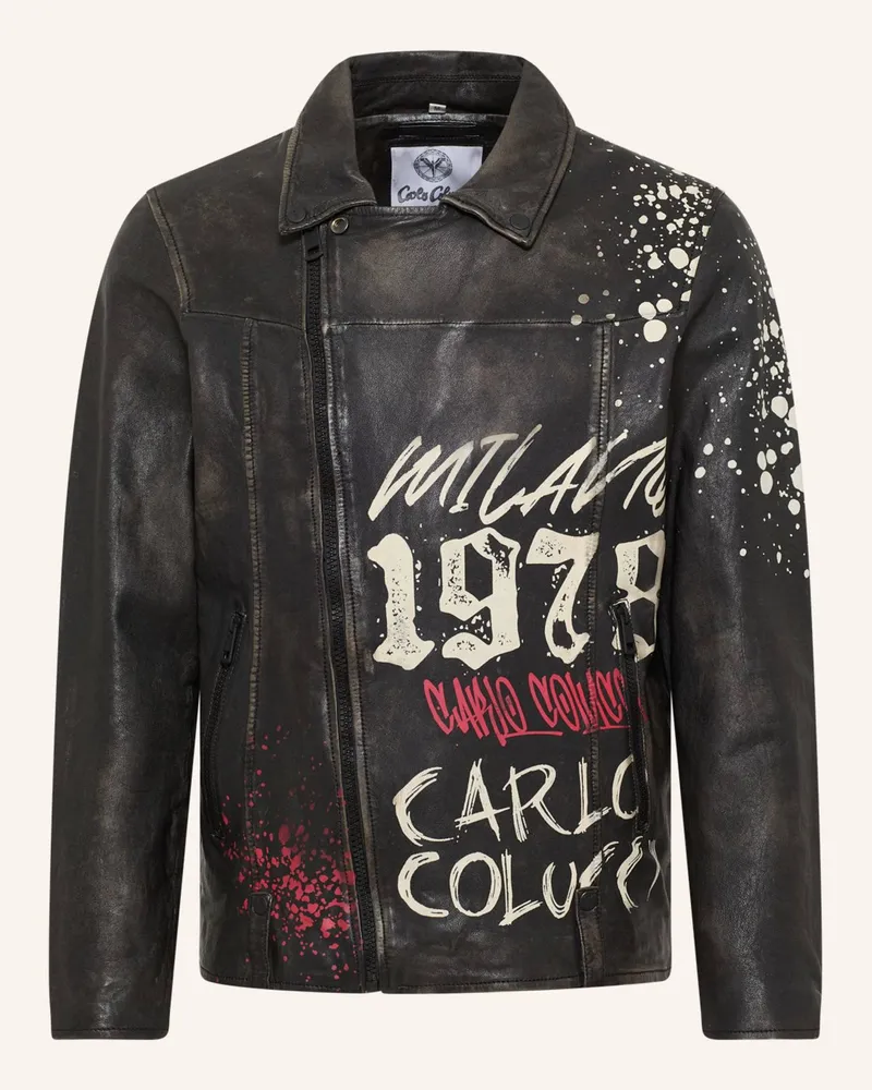 Carlo Colucci Airbrush Lederjacke FACCIO Schwarz