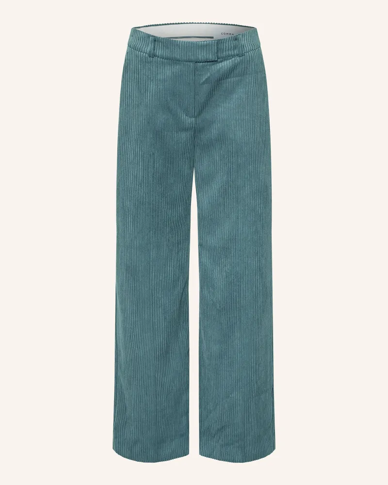 COMMA Marlenehose Aus Cord gruen Petrol