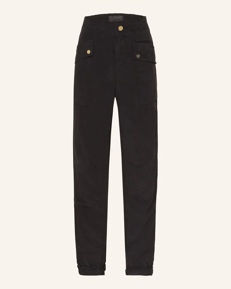 AllSaints Cargohose VAL mit Leinen Schwarz