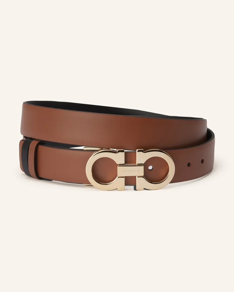 Ferragamo Ledergürtel DONNA zum Wenden Braun