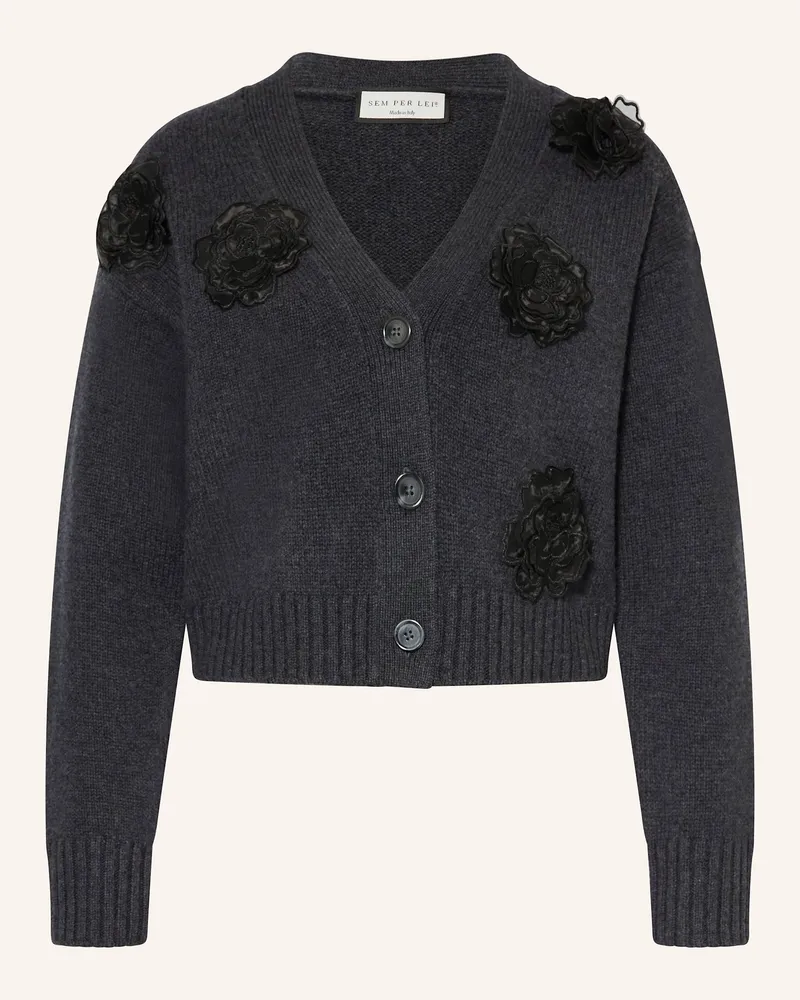SEM PER LEI Strickjacke Dunkelgrau