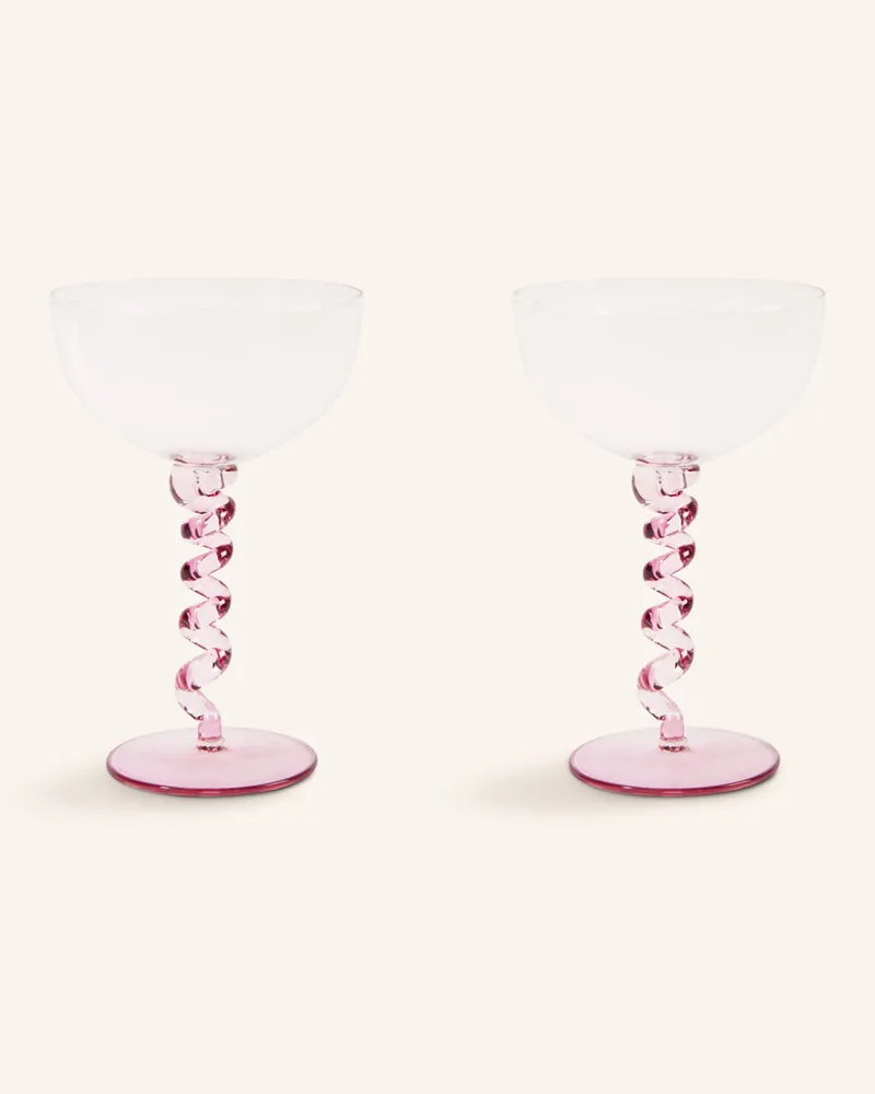&k amsterdam 2er-Set Schalen Ice Spiral pink Weiss