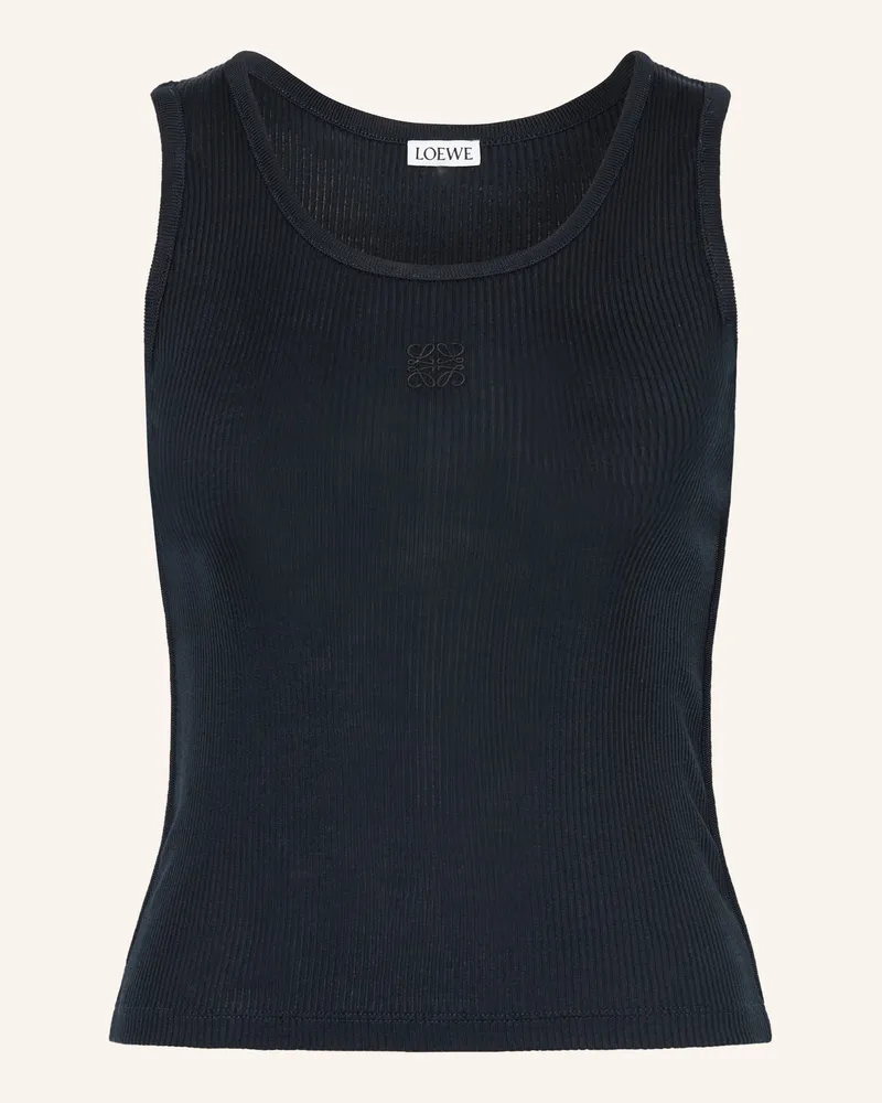 Loewe Stricktop aus Seide Dunkelblau