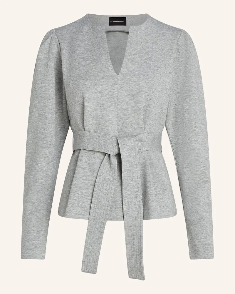 Karl Lagerfeld SWEATSHIRT AUS DOPPEL-JERSEY MIT V-AUSSCHNITT Grau