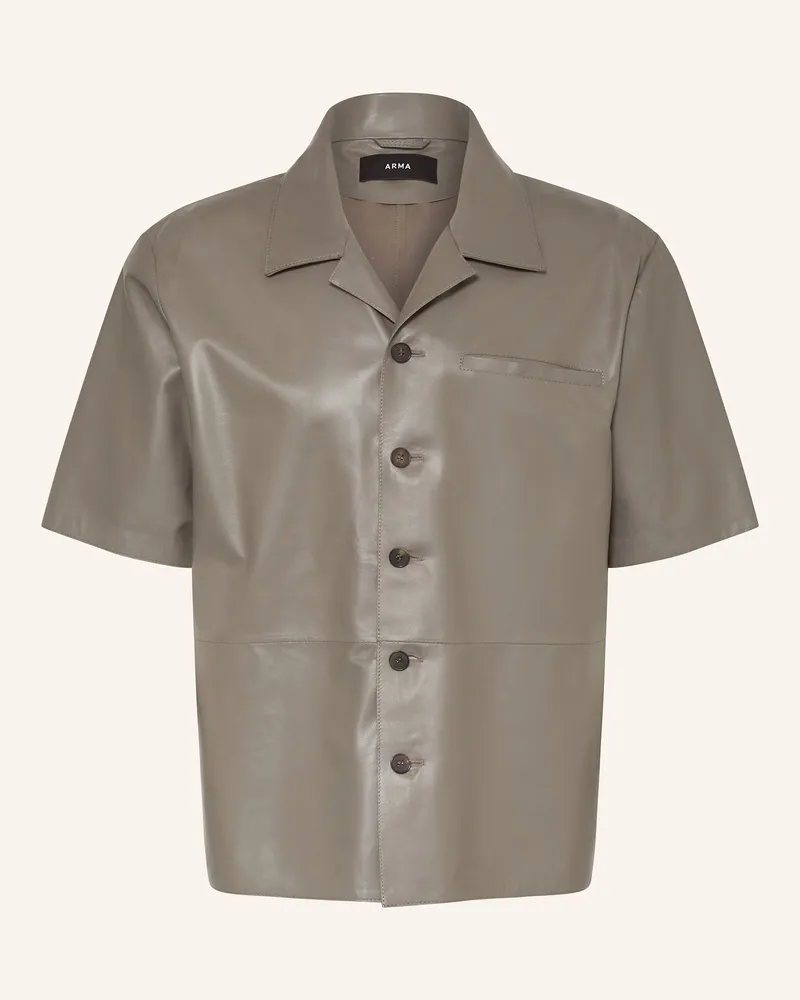 Arma Resorthemd Cave Comfort Fit Aus Leder grau Taupe