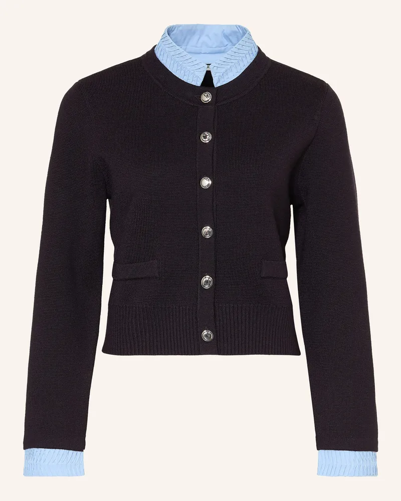 Sandro Strickjacke Im Materialmix Mit Abnehmbarem Kragen blau Dunkelblau
